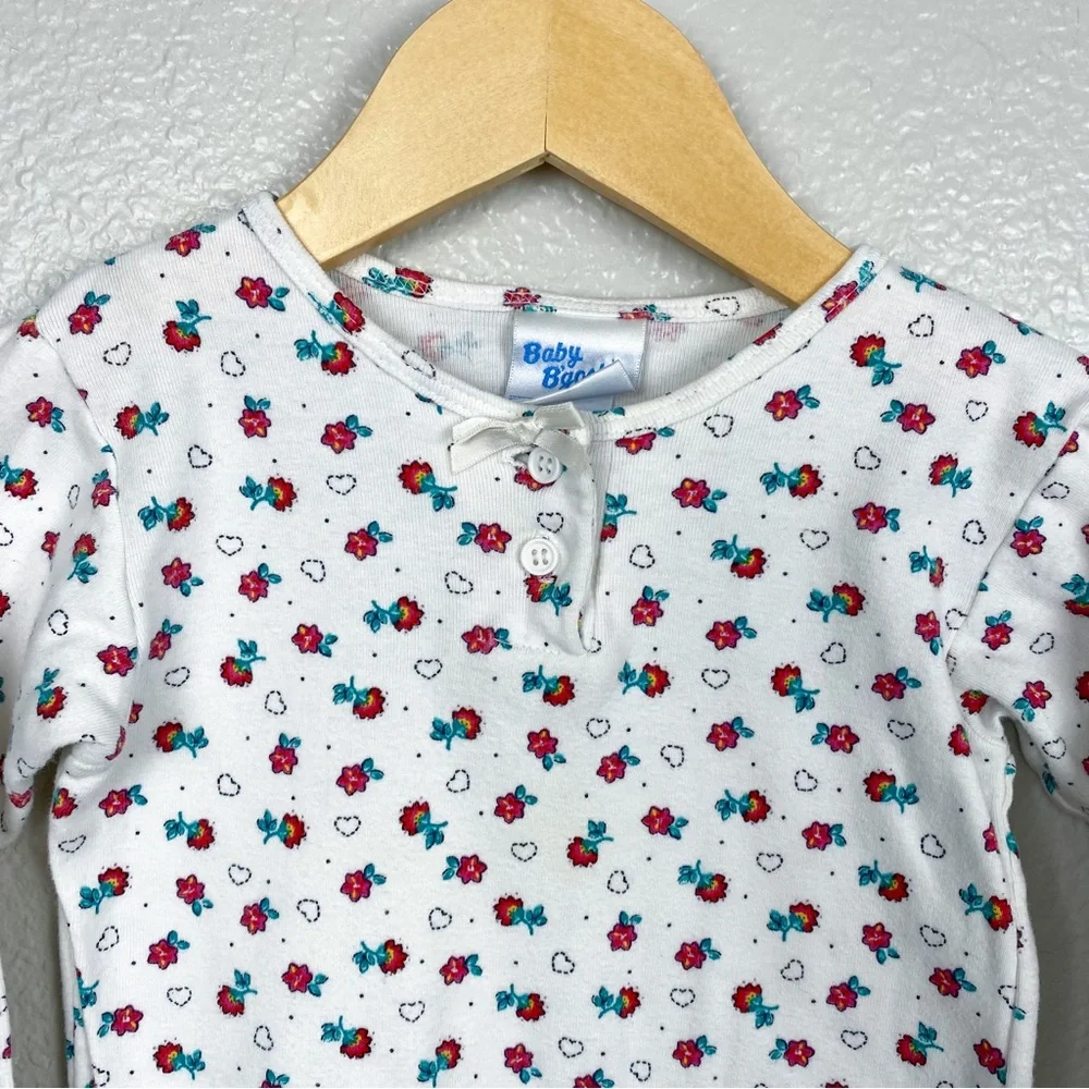 Vintage OshKosh B'gosh Dainty Floral Heart Print Long Sleeve Bodysuit 24M